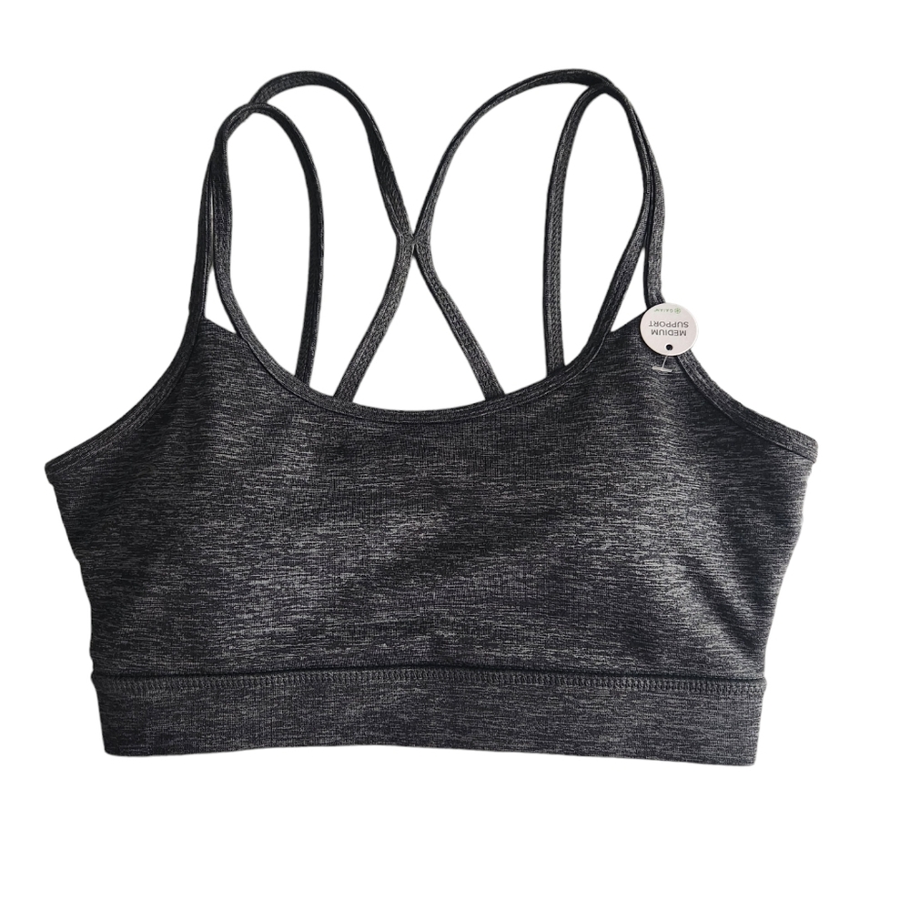 Gaiam Heather Charcoal Medium Support Yoga Sports Bra Sz XS NWT